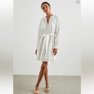 Rails Long Sleeve White Dress with Eyelet Design